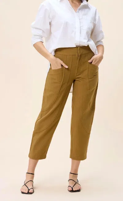 Cleobella Leo Cropped Wide Leg Pants In Dull Gold In Brown