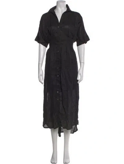 Pre-owned Cleobella Linen Midi Length Dress In Black