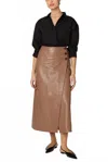 Cleobella Livia Leather Midi Skirt In Woodrose In Brown