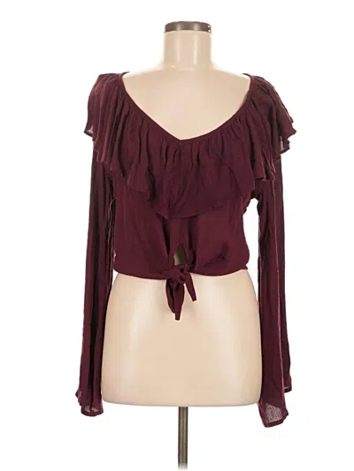 Pre-owned Cleobella Long Sleeve Blouse In Burgundy