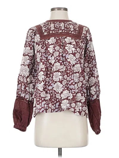 Pre-owned Cleobella Long Sleeve Blouse In Burgundy