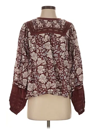 Pre-owned Cleobella Long Sleeve Blouse In Burgundy