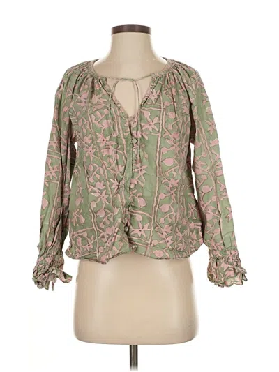 Pre-owned Cleobella Long Sleeve Blouse In Green