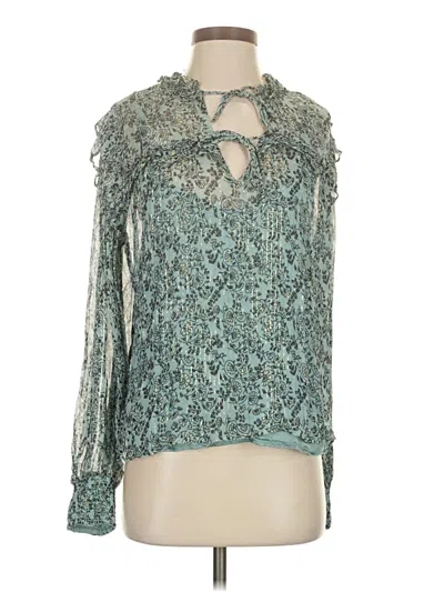 Pre-owned Cleobella Long Sleeve Blouse In Teal