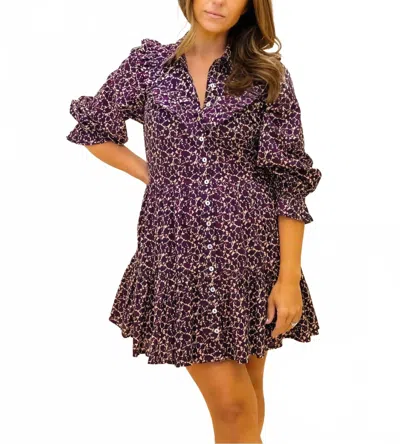 Cleobella Lotte Mini Dress In Medici Print In Purple