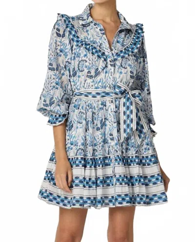 Cleobella Lotte Mini Dress In Vintage Blue