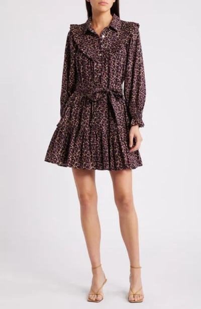 Cleobella Lotte Organic Cotton Long Sleeve Minidress In Medici Print