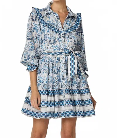Cleobella Lottie Mini Dress In Vintage Blue
