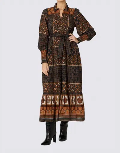 Cleobella Lucy Ankle Dress In Zocalo Print In Black