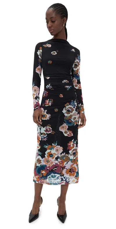 Cleobella Lura Mesh Midi Dress Vitet Floral Print In Blue