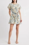 Cleobella Lynn Hand-printed Floral Mini Dress In Carina Print In Multi