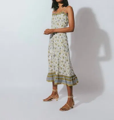 Cleobella Mae Midi Dress In Floral Polka Block Print In Green