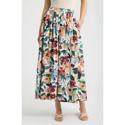 Cleobella Maeve Floral Organic Cotton Ankle Skirt In Multi