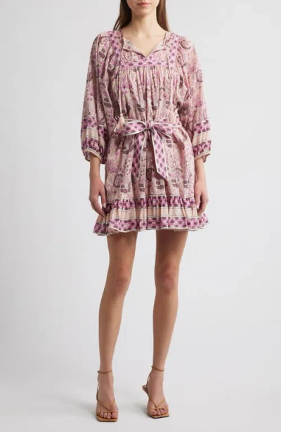 Cleobella Magdalena Puff Sleeve Organic Cotton Minidress In Vintage Rose