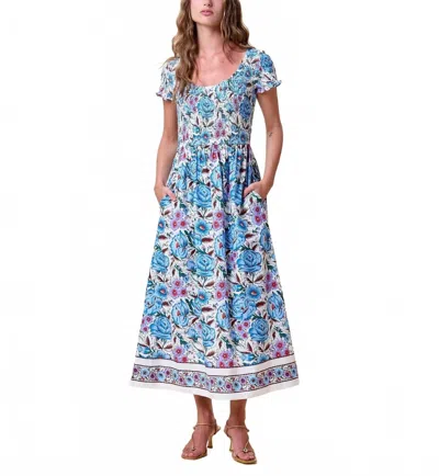 Cleobella Maggie Ankle Dress In Fluora In Blue