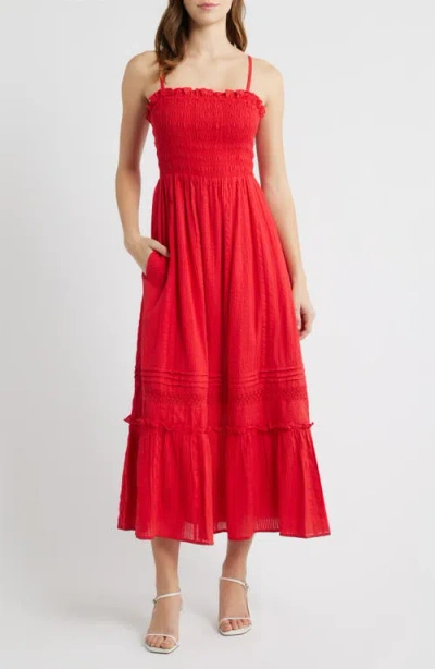 Cleobella Magnolia Ruffle Trim Maxi Dress In Red