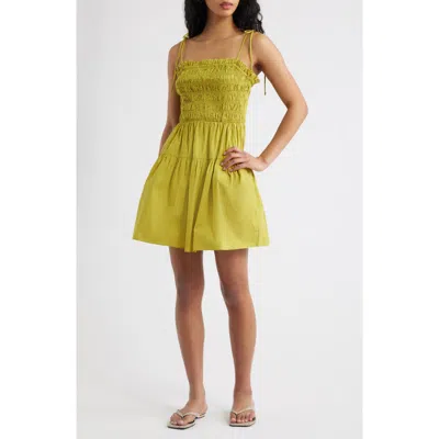 Cleobella Malika Smocked Tie Strap Minidress In Green