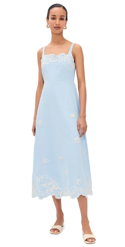 Cleobella Marceline Midi Dress Glacier Lake In Blue