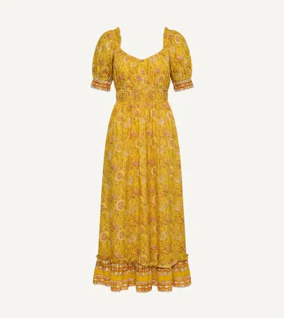 Cleobella Marcella Ankle Dress | Wildflower Citrus In Yellow