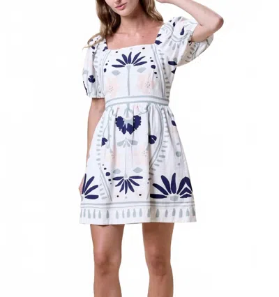 Cleobella Mariana Mini Dress In Liliana Blue Surf In White