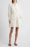Cleobella Meadow Long Sleeve Cotton Seersucker Minidress In Ivory
