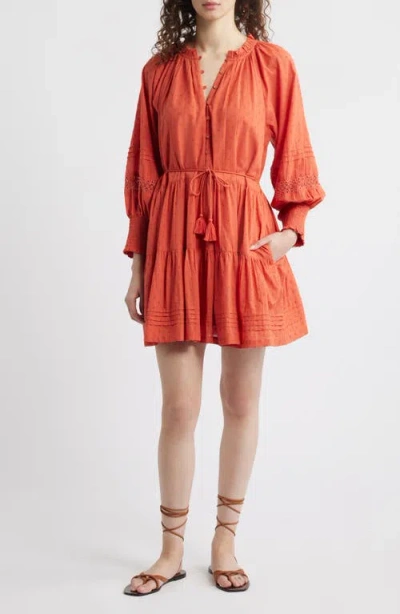Cleobella Meadow Long Sleeve Organic Cotton Dobby Dress In Dawn Pink