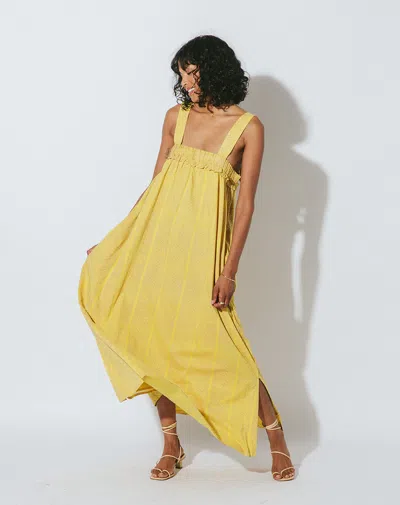 Cleobella Melani Ankle Dress Camellia Print In Yellow