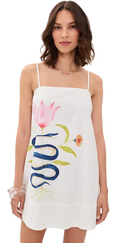 Cleobella Melusine Mini Dress Montecito Placed Print In White
