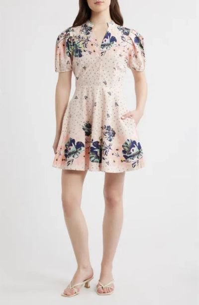 Cleobella Micah Mixed Floral Print Organic Cotton Poplin Minidress In Pink