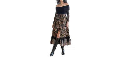Cleobella Mika Midi Skirt In Magnolia In Black