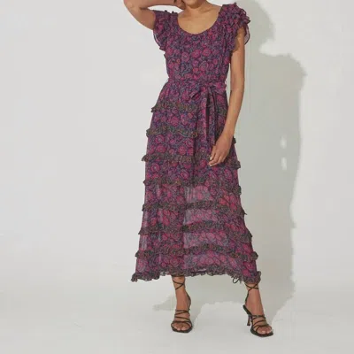 Cleobella Milana Ankle Dress In Bordeaux Floral In Multi