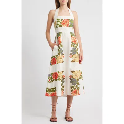 Cleobella Milly Floral Cotton & Linen Halter Midi Dress