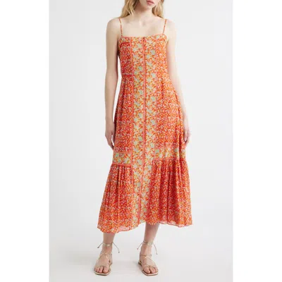 Cleobella Miralani Floral Cotton Blend Sundress In Orange