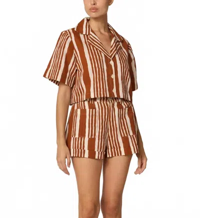 Cleobella Mizuki Short Sleeve Blouse In Vecchio Stripe In Multi