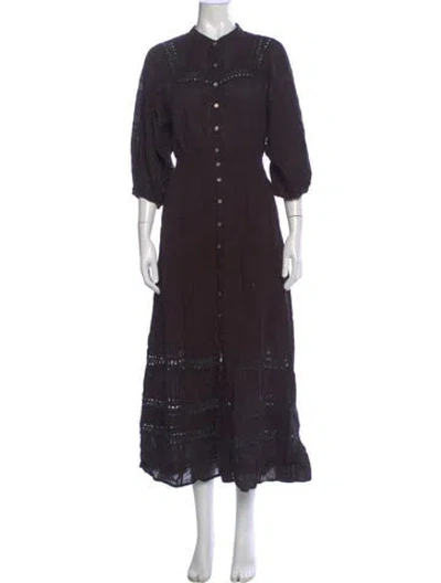 Pre-owned Cleobella Mock Neck Long Dress In Black