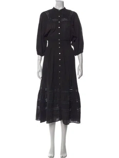 Pre-owned Cleobella Mock Neck Long Dress In Black