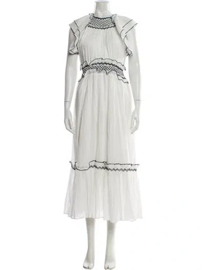 Pre-owned Cleobella Mock Neck Long Dress In White