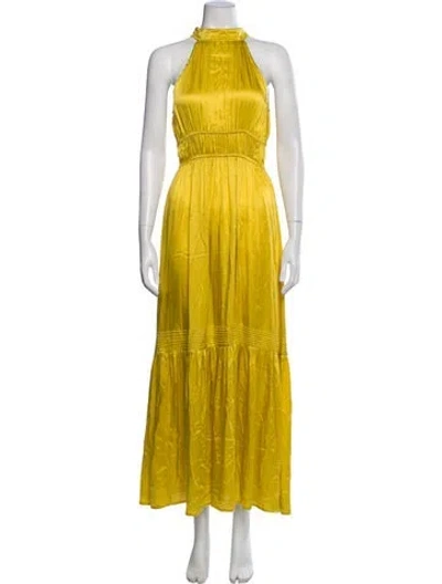Pre-owned Cleobella Mock Neck Long Dress In Yellow