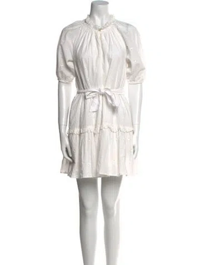 Pre-owned Cleobella Mock Neck Mini Dress In White