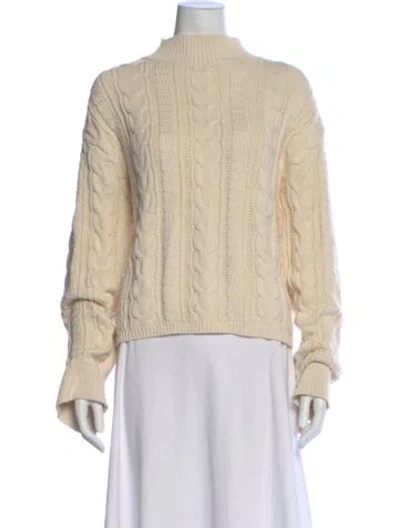 Pre-owned Cleobella Mock Neck Sweater In White