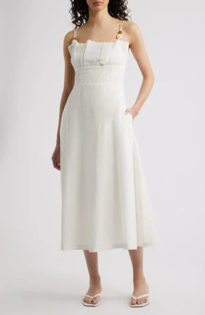 Cleobella Monique Sleeveless Cotton & Linen Midi Dress In White
