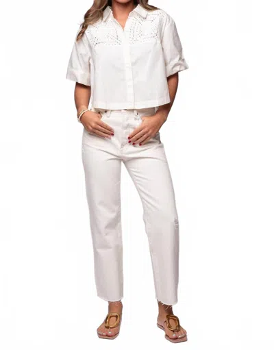 Cleobella Montana Boxy Cropped Fit Blouse In Ivory In White