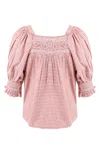 Cleobella Nahia Blouse Rose Gingham In Pink