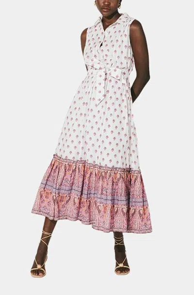 Cleobella Nayeli Ankle Dress In Mahal Print In White