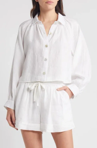 Cleobella Negara Linen Button-up Shirt In White