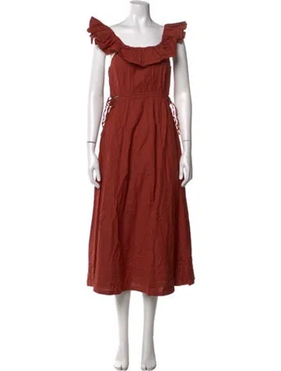 Pre-owned Cleobella Off-the-shoulder Midi Length Dress W/ Tags In Red