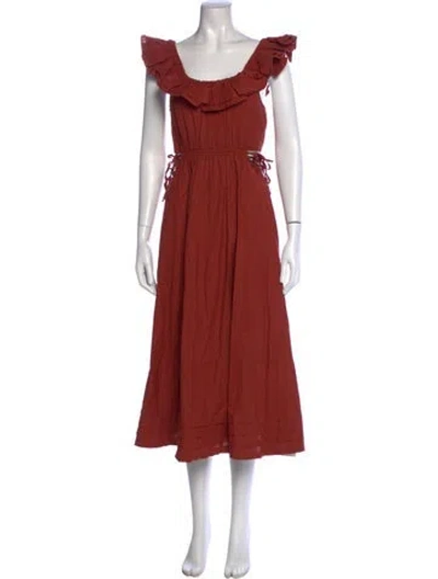 Pre-owned Cleobella Off-the-shoulder Midi Length Dress W/ Tags In Red