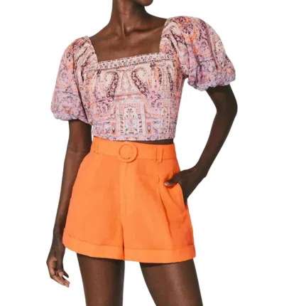 Cleobella High Waist Oscar Shorts In Tigerlily Orange