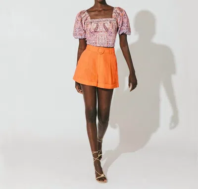 Cleobella High Waist Oscar Shorts In Tigerlily Orange