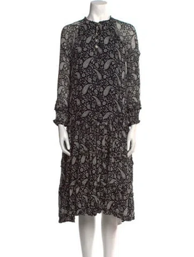 Pre-owned Cleobella Paisley Print Knee-length Dress In Black